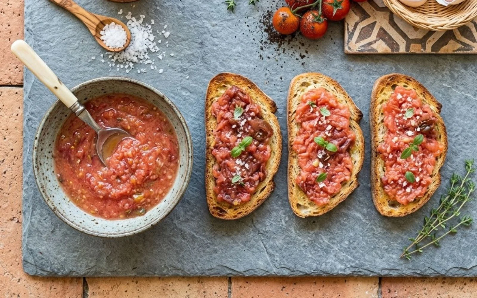 Pan con tomate, vegetariana