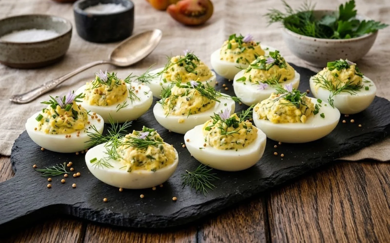Œufs mimosa allégés aux herbes